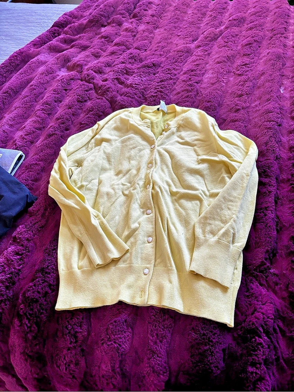J.Crew Cotton Cardigan in Yellow Size Medium